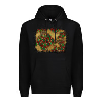 Black christmas trees and leopard background Premium Hoodie - BundleAndBundleShop