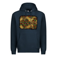 Navy christmas trees and leopard background Premium Hoodie - BundleAndBundleShop