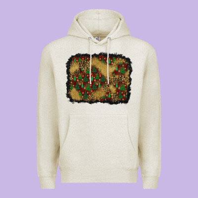 Christmas Trees And Leopard Background Premium Hoodie Designed By Bundleandbundleshop