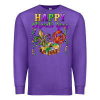 Purple Happy Mardi Gras Fleur De Lis King Cake Crawfish Premium Sweatshirt - RanaPortraitStore