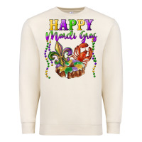 Sandshell Happy Mardi Gras Fleur De Lis King Cake Crawfish Premium Sweatshirt - RanaPortraitStore