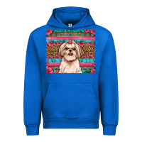 Cobalt shih tzu floral tumbler Urban Hoodie - JahusDesignShop