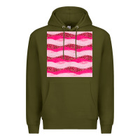 Army Green valentines day glitter and leopard seamless pattern Premium Hoodie - BundleAndBundleShop