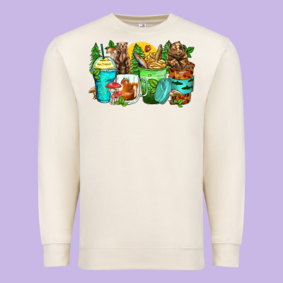 Bear Coffee Cups Premium Sweatshirt Designed By Zillion Design Studio
