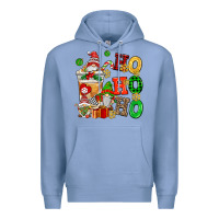 Colony Blue ho ho ho christmas latte with gnomies Premium Hoodie - AdoDesignShop