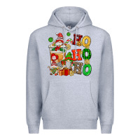 Heather Grey ho ho ho christmas latte with gnomies Premium Hoodie - AdoDesignShop