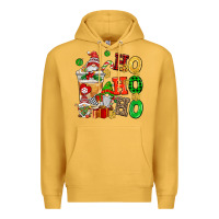 Mustard ho ho ho christmas latte with gnomies Premium Hoodie - AdoDesignShop
