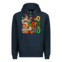 Navy ho ho ho christmas latte with gnomies Premium Hoodie - AdoDesignShop