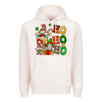 Pale Pink ho ho ho christmas latte with gnomies Premium Hoodie - AdoDesignShop
