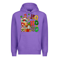 Purple ho ho ho christmas latte with gnomies Premium Hoodie - AdoDesignShop