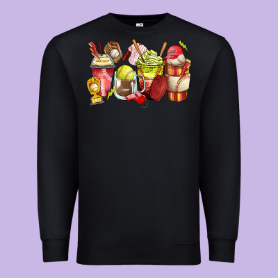 Baseball And Softball Coffee Cups Premium Sweatshirt Designed By Zillion Design Studio