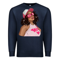 Navy pink sunglasses afro black girl Premium Sweatshirt - texasbilliewilder