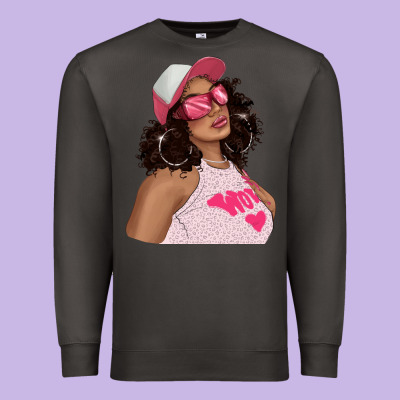Premium Sweatshirt pink sunglasses afro black girl