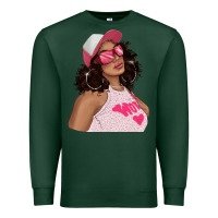 Sports Green pink sunglasses afro black girl Premium Sweatshirt - texasbilliewilder