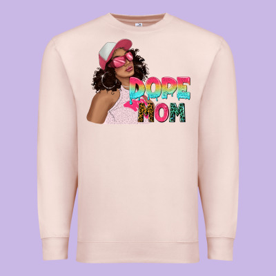 Premium Sweatshirt pink sunglasses afro black girl dope mom