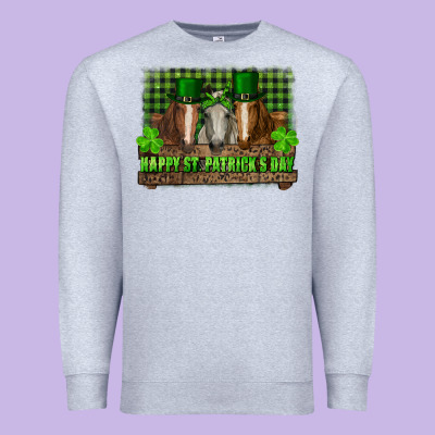Premium Sweatshirt happy st. patrick's day horses with leprechaun hat and bandana