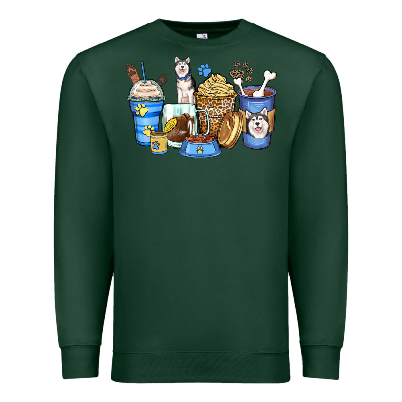 Siberian Husky Coffee Cups Premium Sweatshirt by Zillion Design Studio | Teevron