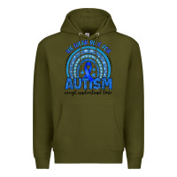 Army Green we wear blue for autism accept understand love Premium Hoodie - Artiststas