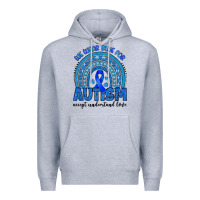 Heather Grey we wear blue for autism accept understand love Premium Hoodie - Artiststas