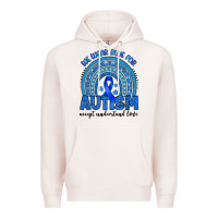 Pale Pink we wear blue for autism accept understand love Premium Hoodie - Artiststas