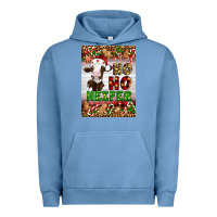 Pigment Pebble Blue Christmas Ho Ho Ho Heifer Urban Hoodie - Artiststas