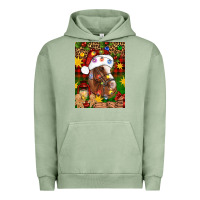 Pigment Oil Green Christmas horse Urban Hoodie - Artiststas