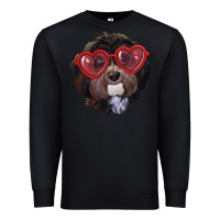 Black Havanese dog with love glasses Premium Sweatshirt - RanaPortraitStore