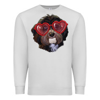 Dove Grey Havanese dog with love glasses Premium Sweatshirt - RanaPortraitStore