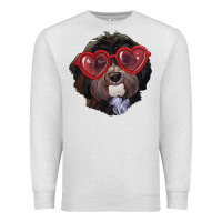 Oatmeal Heather Havanese dog with love glasses Premium Sweatshirt - RanaPortraitStore