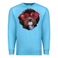 Ocean Blue Havanese dog with love glasses Premium Sweatshirt - RanaPortraitStore