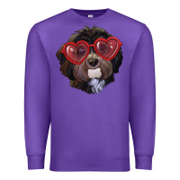 Purple Havanese dog with love glasses Premium Sweatshirt - RanaPortraitStore