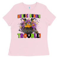 Bubblegum Pink kids halloween hubble bubble here comes trouble Ladies Tee - BarkalooDesign