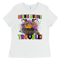 White kids halloween hubble bubble here comes trouble Ladies Tee - BarkalooDesign