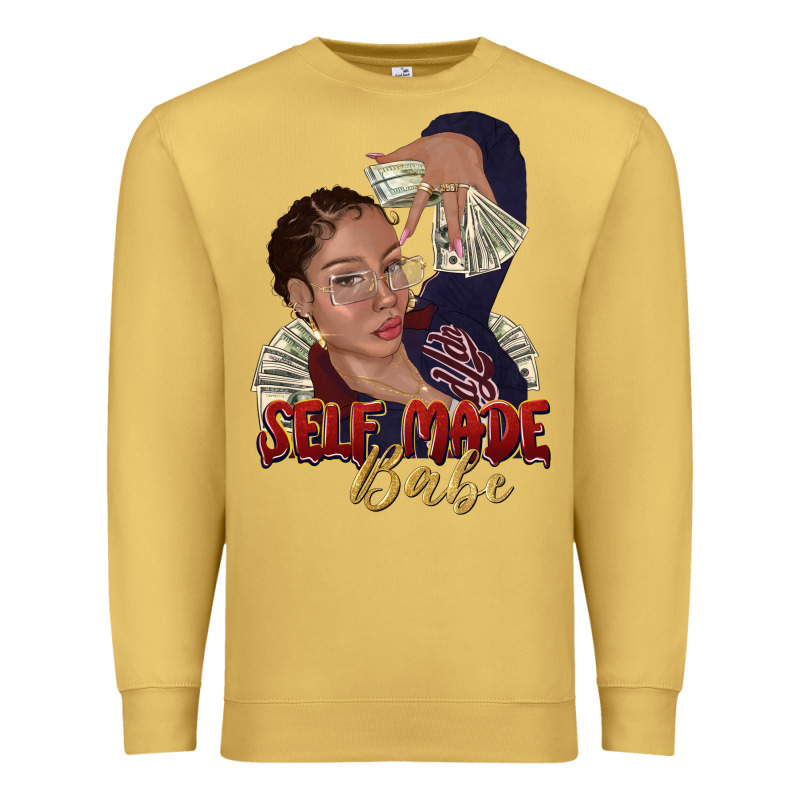 Self Made Babe Afro Black Woman Premium Sweatshirt by texasbilliewilder | Teevron