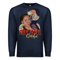 Navy self made babe afro black woman Premium Sweatshirt - texasbilliewilder