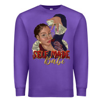 Purple self made babe afro black woman Premium Sweatshirt - texasbilliewilder