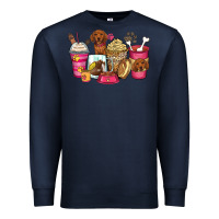 Navy dachshund coffee cups Premium Sweatshirt - Zillion Design Studio