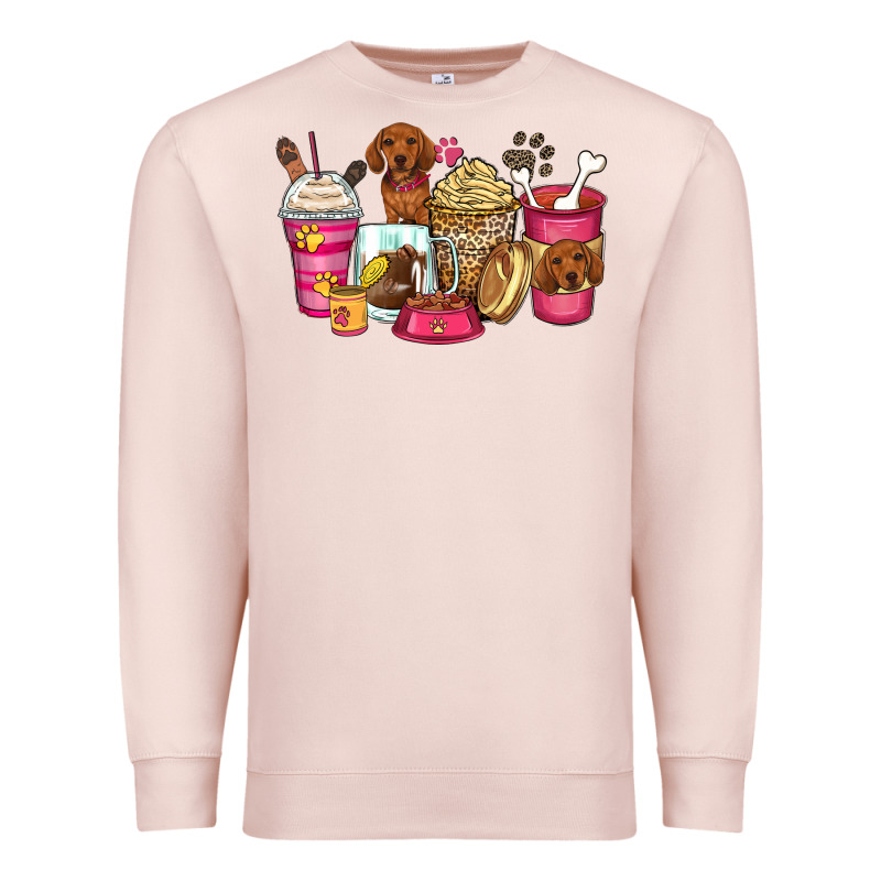 Dachshund Coffee Cups Premium Sweatshirt by Zillion Design Studio | Teevron