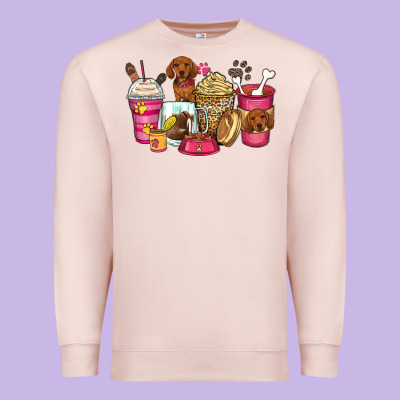 Dachshund Coffee Cups Premium Sweatshirt Designed By Zillion Design Studio