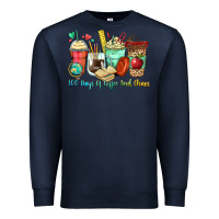 Navy 100 days of coffee and chaos coffee cups Premium Sweatshirt - Zillion Design Studio