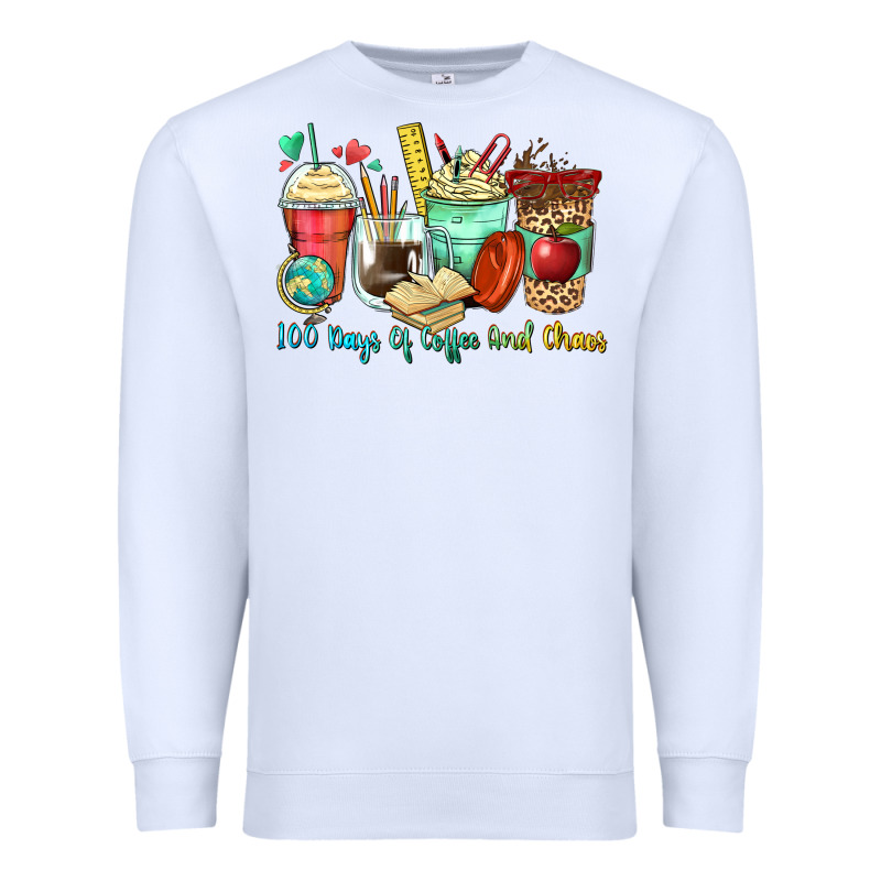 100 Days Of Coffee And Chaos Coffee Cups Premium Sweatshirt by Zillion Design Studio | Teevron