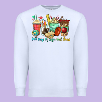 100 Days Of Coffee And Chaos Coffee Cups Premium Sweatshirt Designed By Zillion Design Studio