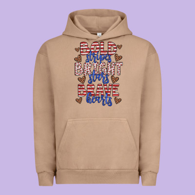 Bold Stripes Bright Stars Brave Hearts Urban Hoodie Designed By Jahusdesignshop