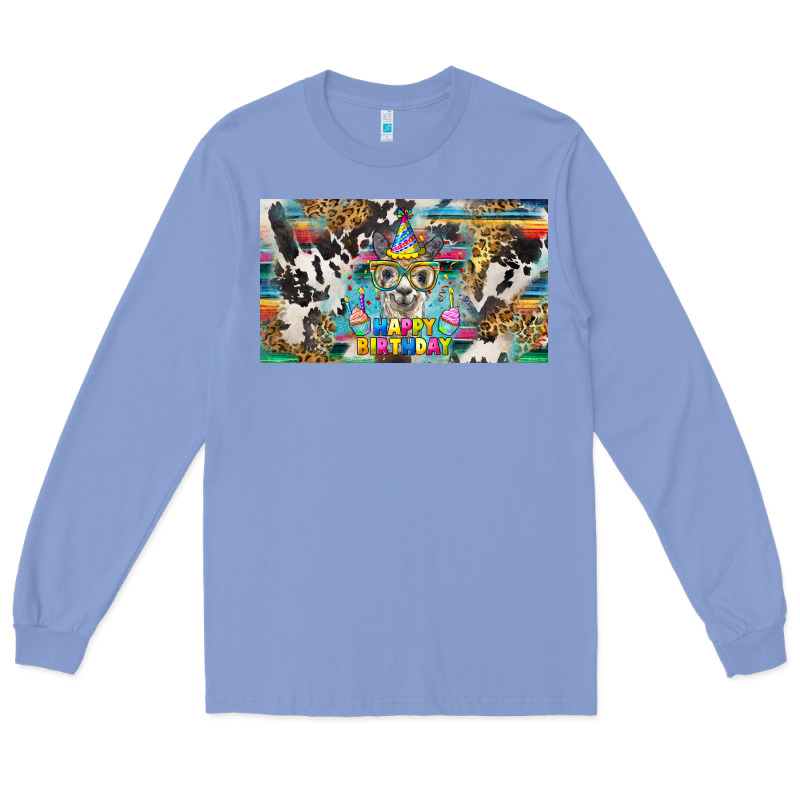 Happy Birthday Alpaca Blue Cup Long Sleeve Tee by BarkalooDesign | Teevron