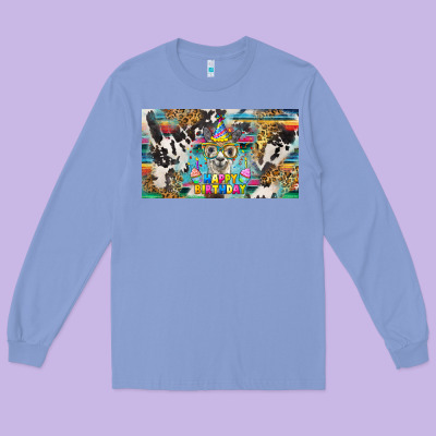 Happy Birthday Alpaca Blue Cup Long Sleeve Tee Designed By Barkaloodesign