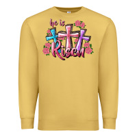 Antique Gold He Is Risen Cross Premium Sweatshirt - RanaPortraitStore
