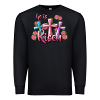 Black He Is Risen Cross Premium Sweatshirt - RanaPortraitStore