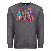 Charcoal Heather He Is Risen Cross Premium Sweatshirt - RanaPortraitStore