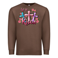 Chestnut He Is Risen Cross Premium Sweatshirt - RanaPortraitStore