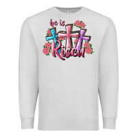 Dove Grey He Is Risen Cross Premium Sweatshirt - RanaPortraitStore